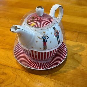 Nutcracker Themed Teapot and Saucer Set